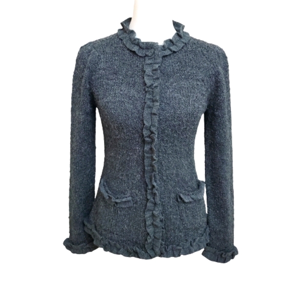 Willi Smith Sweaters - Willi Smith Wool/Alpaca Blend Ruffle Cardigan